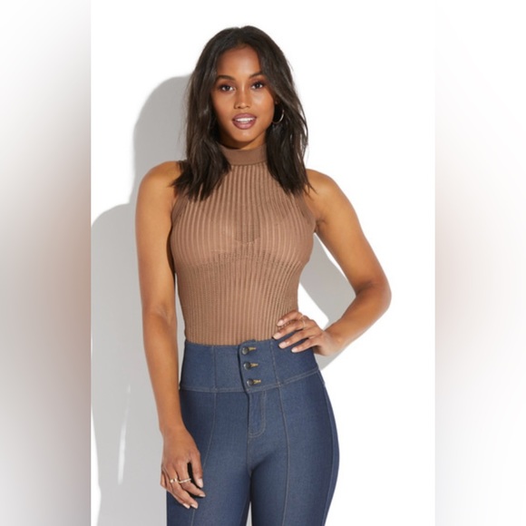 Carmin Mesh Bodysuit- Brown - Picture 1 of 4